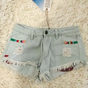 SMYMUMU Cabo Cutoff Denim Shorts Light Wash Distressed Cotton 26